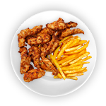 Portion Of Crunchy Hot & Spicy Chicken Breast Strips & Chips 